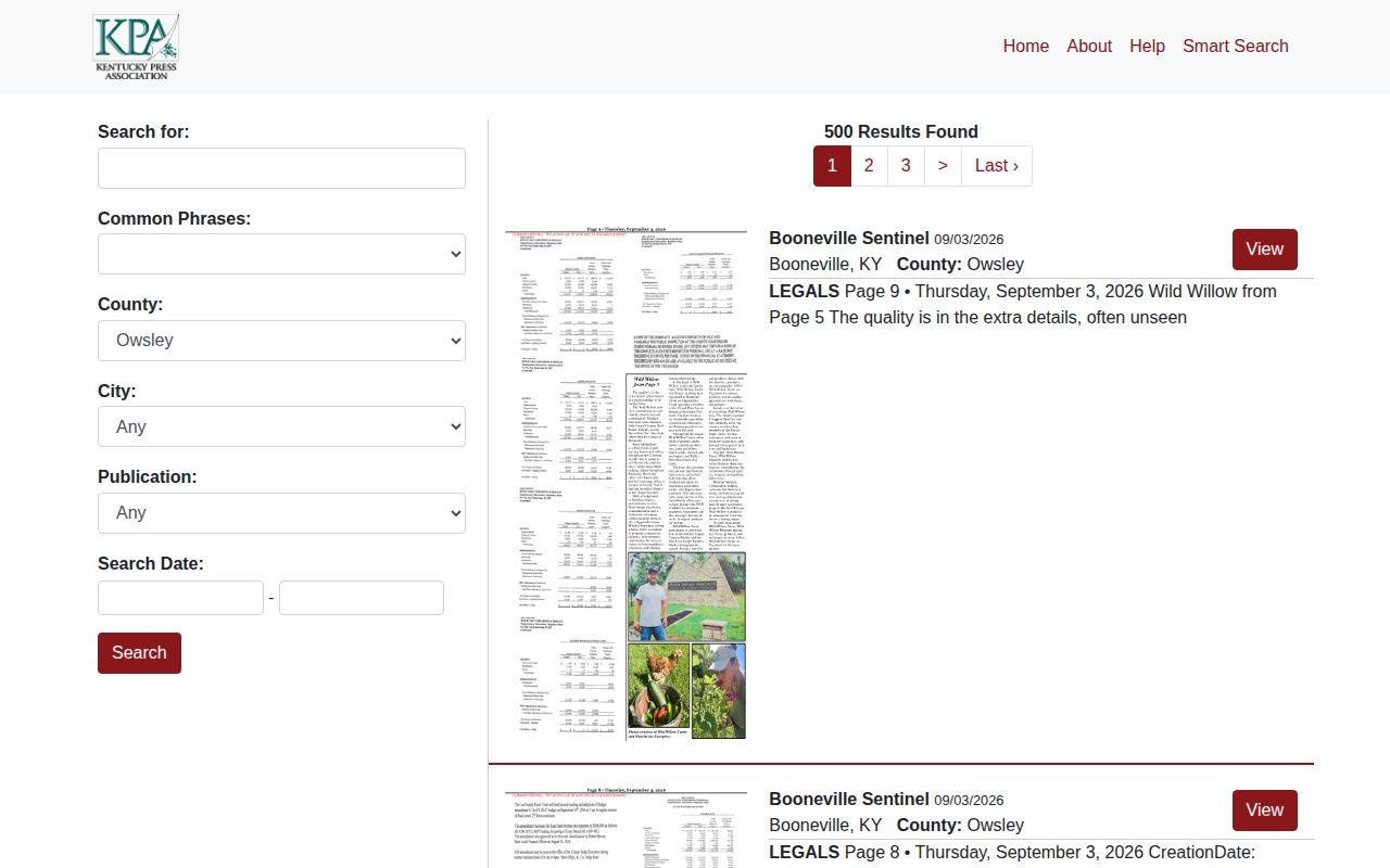 Owsley County weekly issue archive for older arrest report research